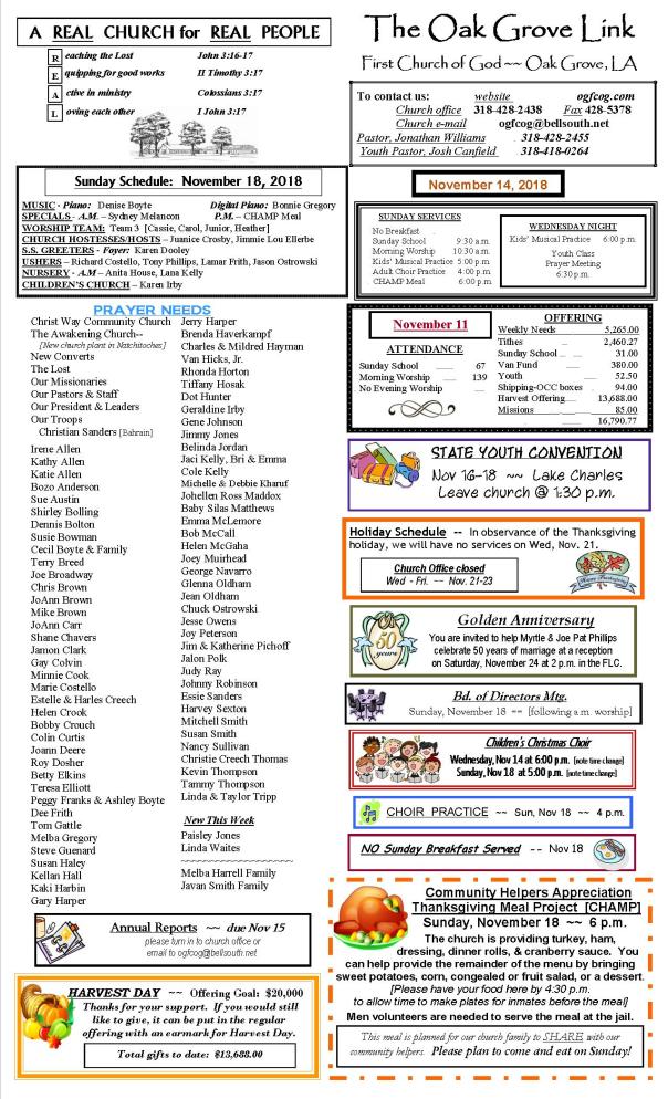 wk before th-giving N-LETTER weekly update