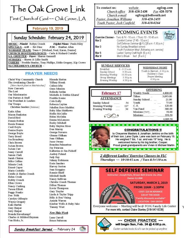 weekly update 1 pg 2-19-19 N-LETTER