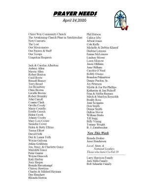 prayer needs 4-24-20