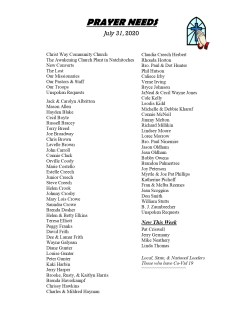 prayer needs 7-31-20